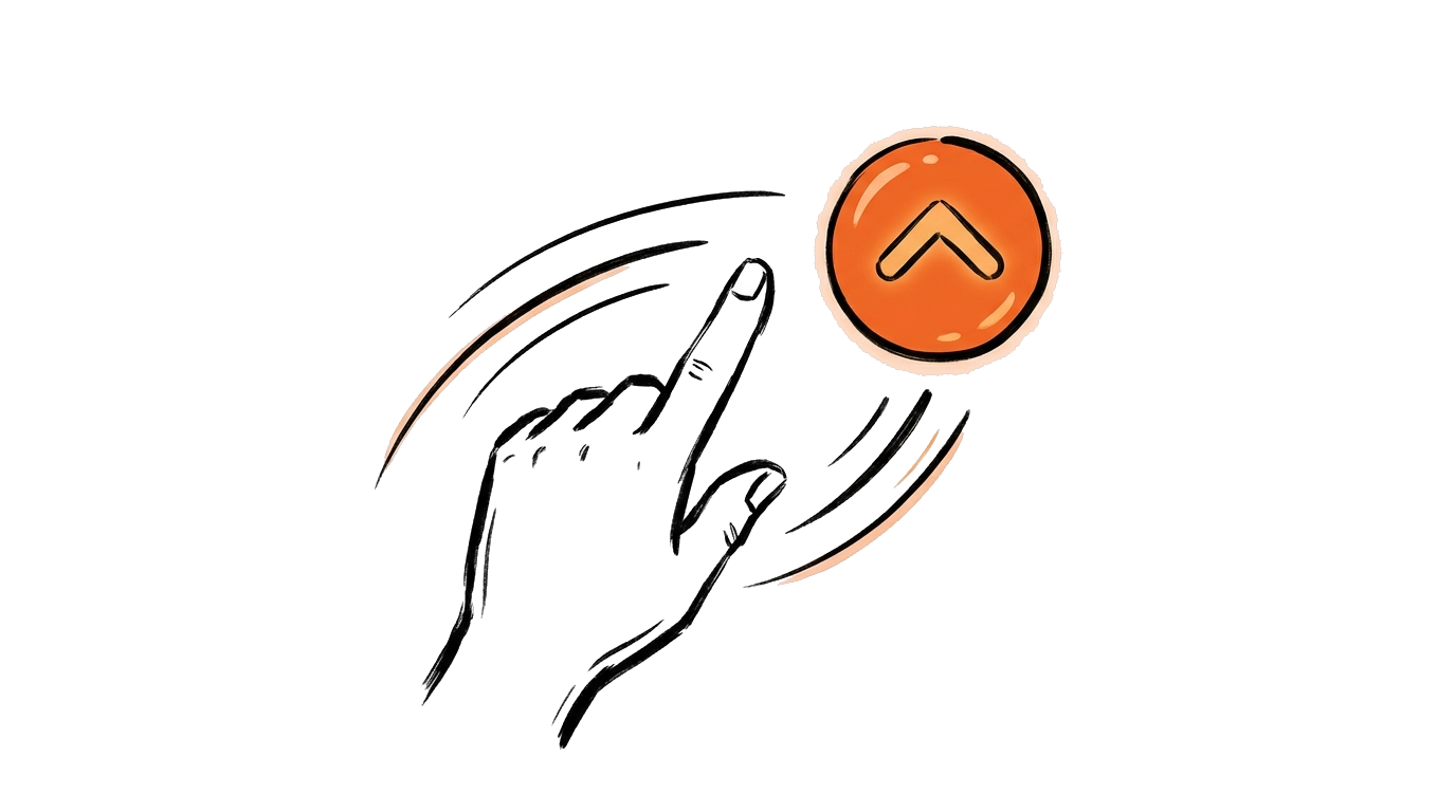 Back to top button: een moderne scroll naar boven knop rechtsonder op een website mockup die bezoekers helpt snel naar boven te navigeren