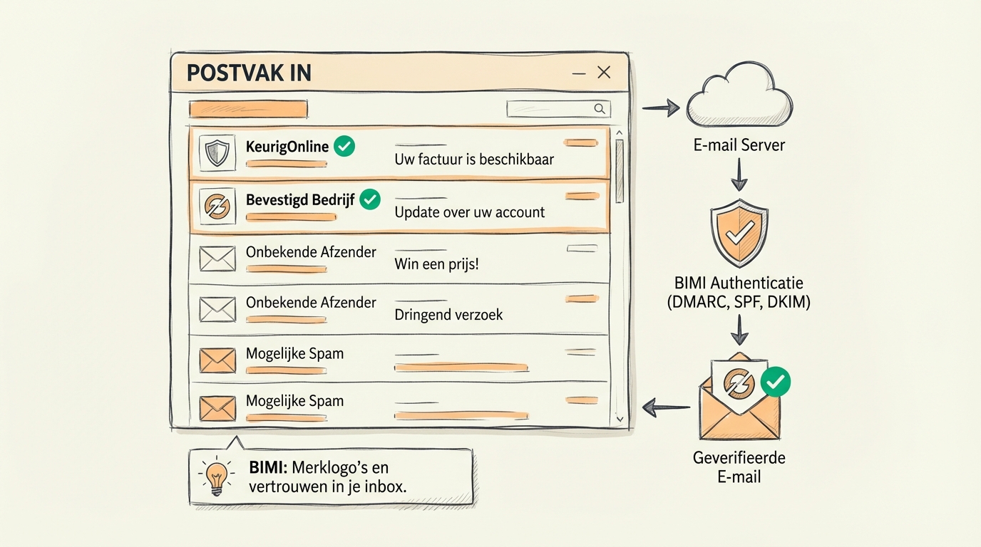 BIMI email authenticatie: merklogo's zichtbaar in de inbox naast geverifieerde emails