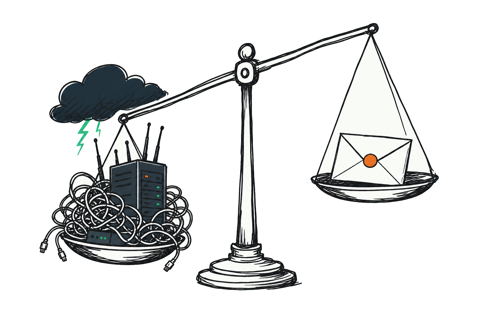 Weegschaal met eigen mailserver versus managed mailhosting vergelijking voor Nederlandse ondernemers