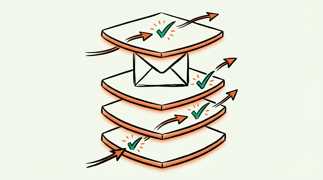 Email authenticatie stack: SPF, DKIM, DMARC en BIMI in de juiste volgorde