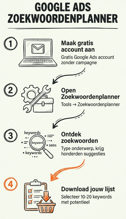 Stappenplan: Google Ads Zoekwoordenplanner instellen in 4 stappen