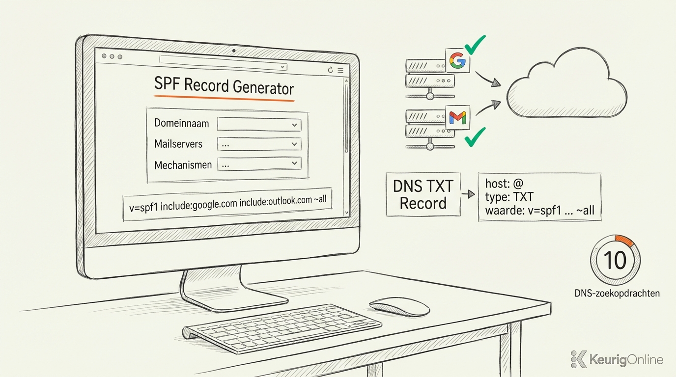 SPF record generator: DNS TXT record aanmaken voor email authenticatie