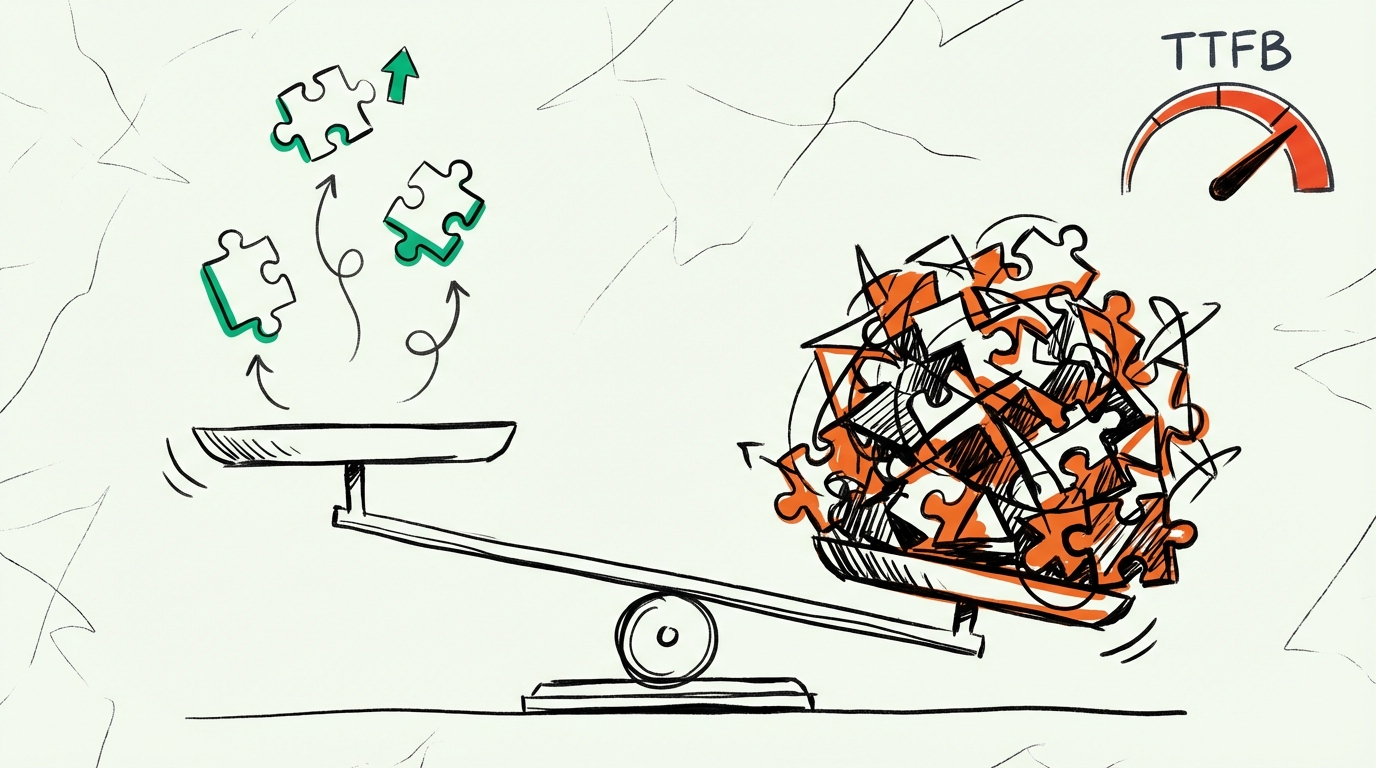 Illustratie: vergelijking van WordPress plugins en hun impact op TTFB