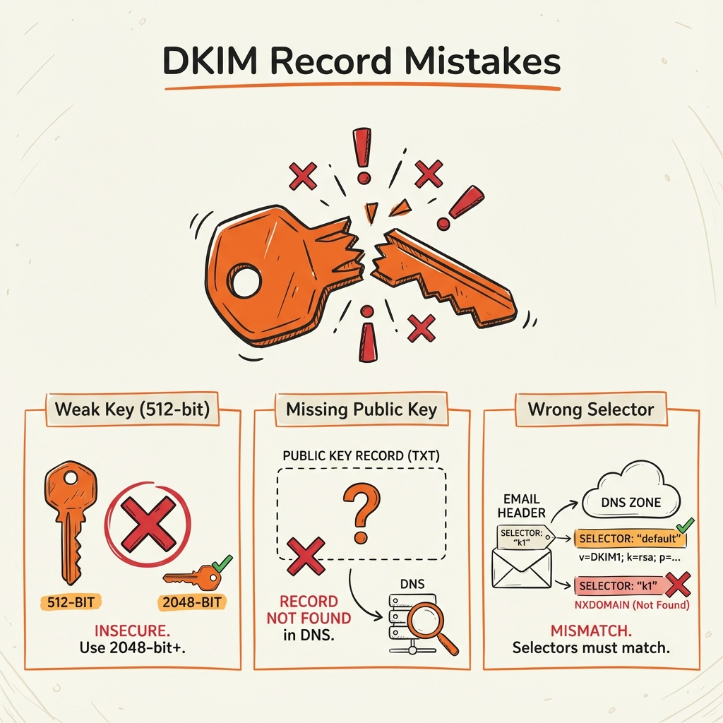 Veelgemaakte DKIM fouten illustratie