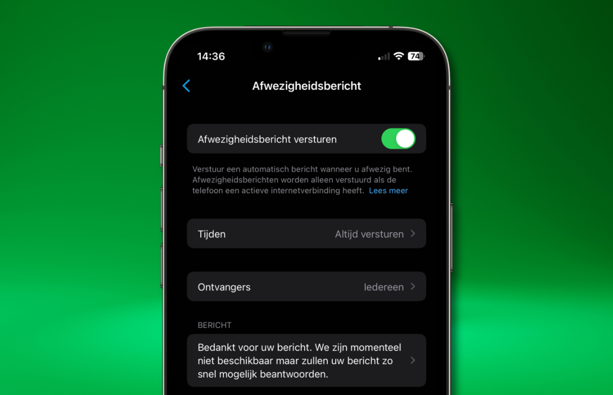 Afwezigheidsbericht WhatsApp Business instellen via bedrijfstools menu