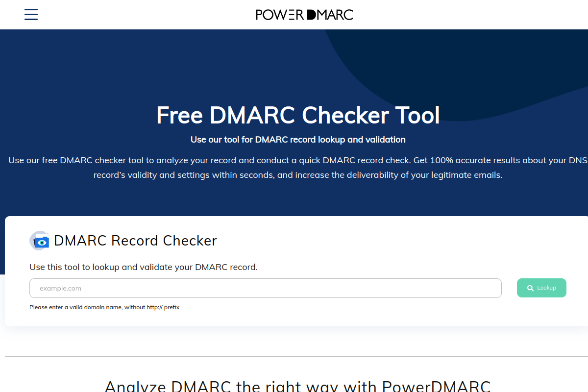 PowerDMARC record checker met AI-powered analyse