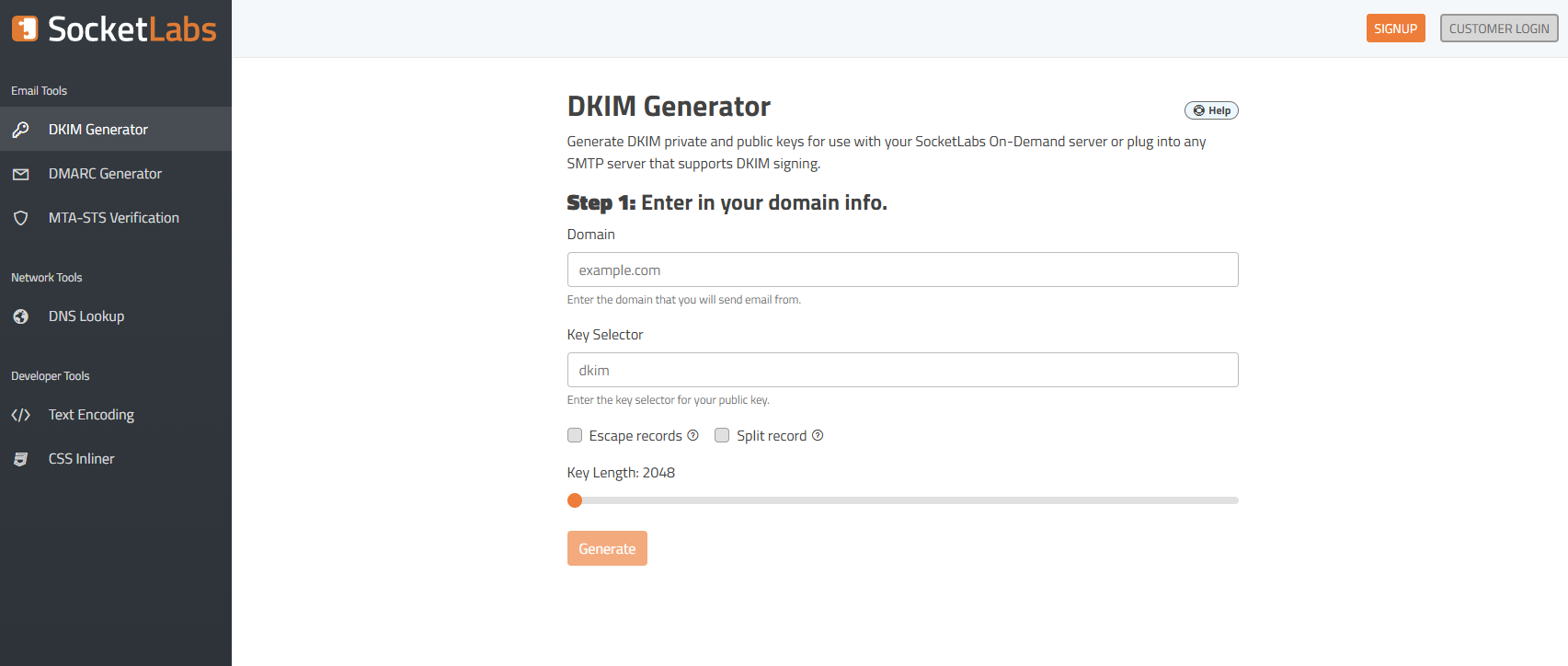 SocketLabs DKIM generator met Ed25519 en RSA ondersteuning